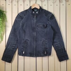 Lauren Ralph Lauren Denim Jacket. Black Washed Motor Style Denim Jacket